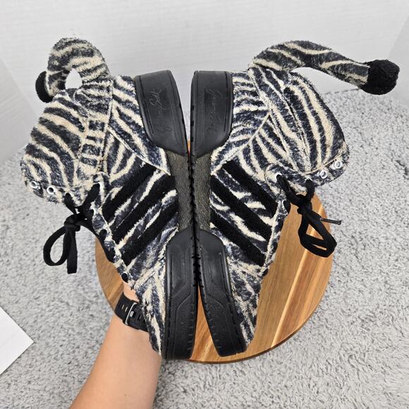 Adidas JS Jeremy Scott Men 9 Zebra Black White Casual Lifestyle High Top Sneaker - Picture 9 of 15
